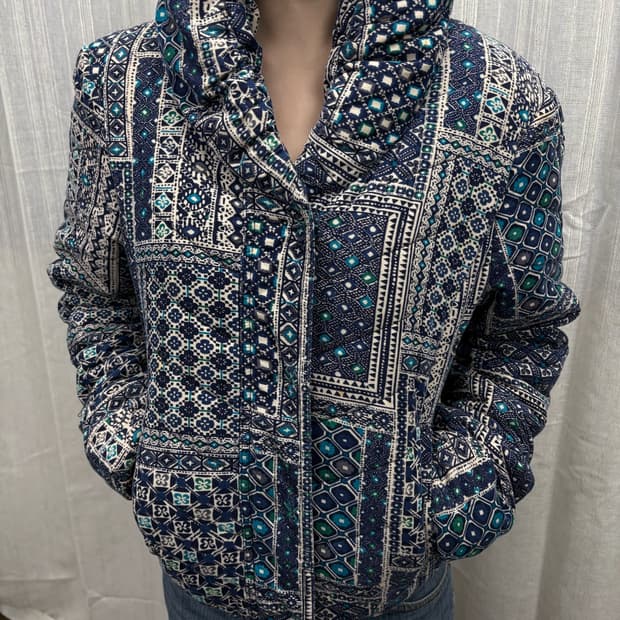 Anthropologie 블루 패치워크 패딩