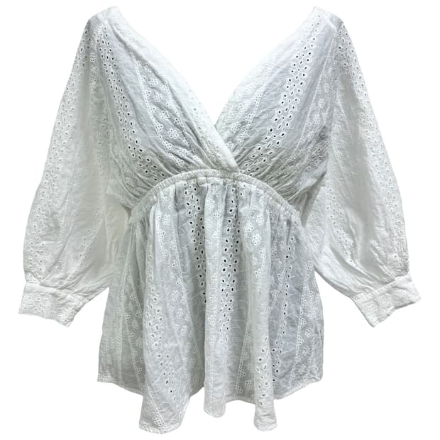 레이스 브이넥 블라우스