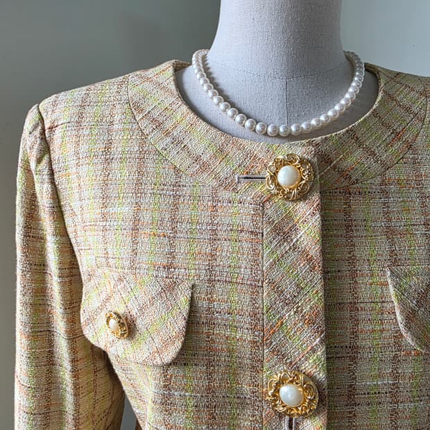 체크 금장 버튼 자켓