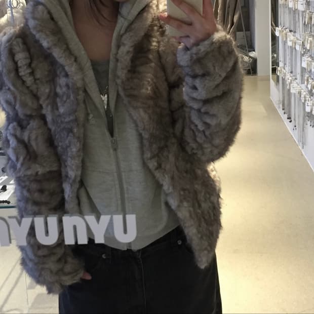 스컬프터 Faux Fur Corset Jacket warm gray