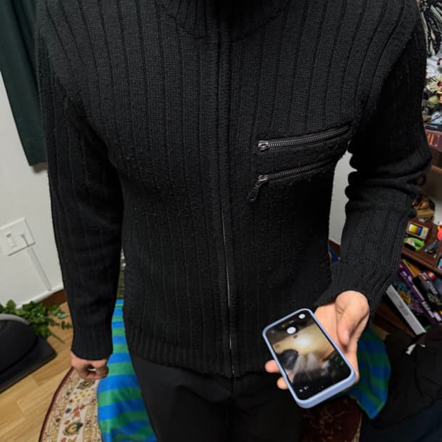 일본 빈티지 지퍼 집업 가디건 블랙