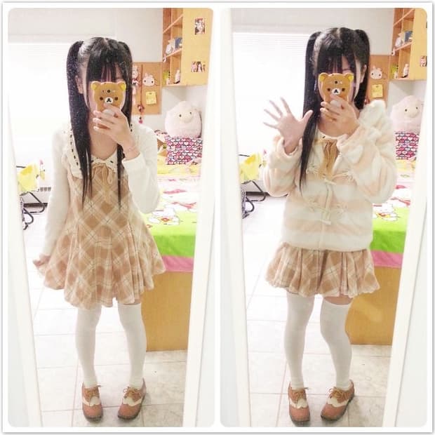 리즈리사 라떼갸루 히메갸루 체크 리본 미니원피스