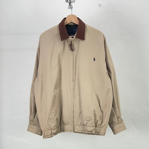 폴로 랄프로렌 베이지 스윙톱 넥 카라 블루종 자켓