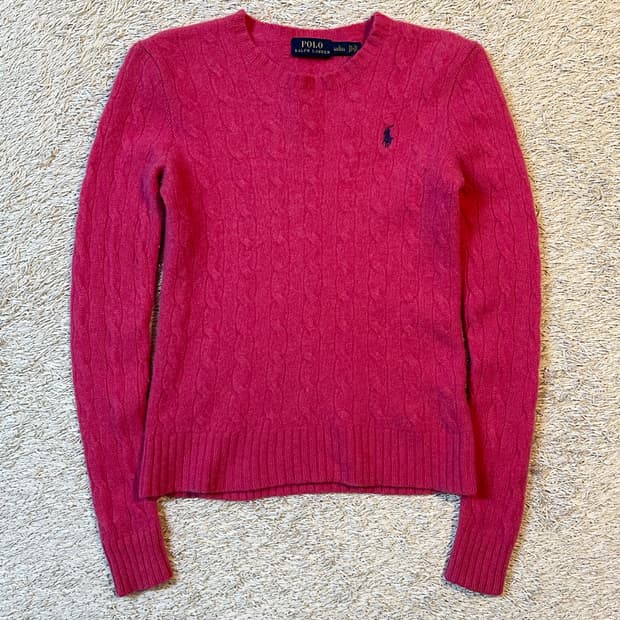 폴로 랄프로렌 신형 블랙포니 케이블 울 캐시미어 니트 딥핑크