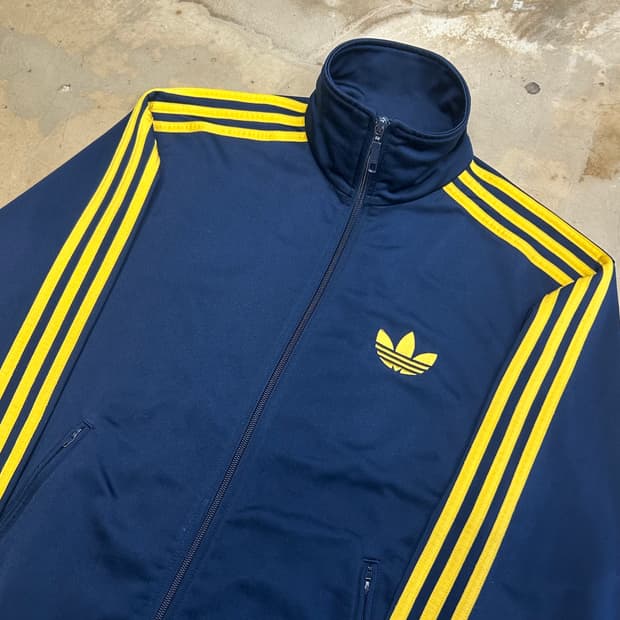 90 아디다스 파이어버드 옐로우 네이비 트랙탑