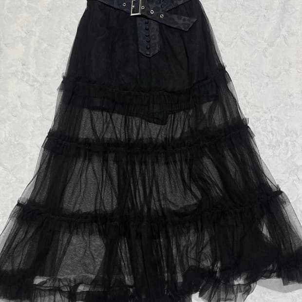 고스 레오파드 벨트 롱스커트 갸루 펑크