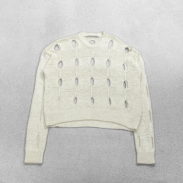 더 오픈 프로덕트 컷 아웃 슬래시 니트 아이보리