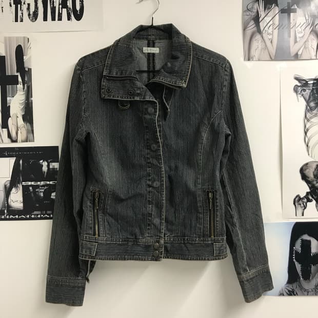 00s neck buckle denim jacket