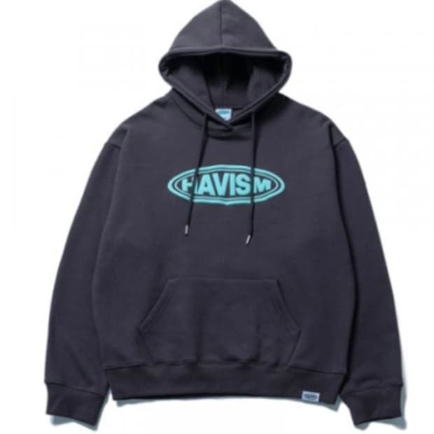 해비즘 엠보 로고 후드티 차콜L 기모