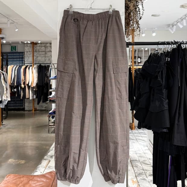 언더커버 브라운 체크 카고 조거 팬츠