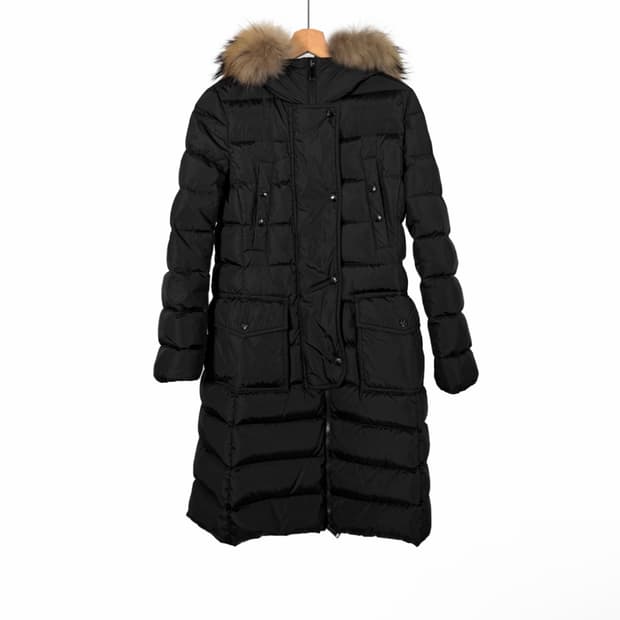 [0사이즈] 몽클레어 여성 클로에 라쿤 퍼 롱패딩 자켓 블랙