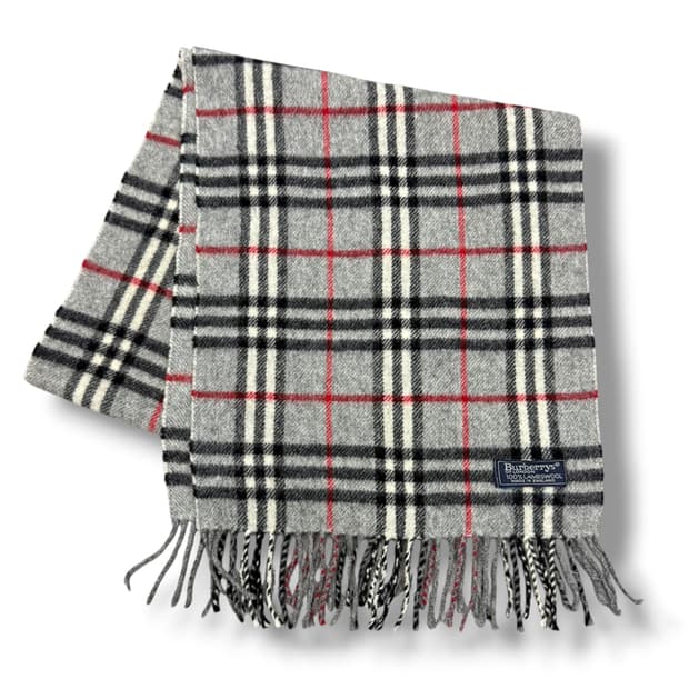 버버리 램스울 그레이 체크 머플러 목도리