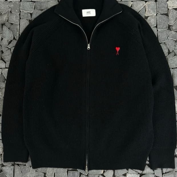 아미 블랙 투웨이 니트 집업 L