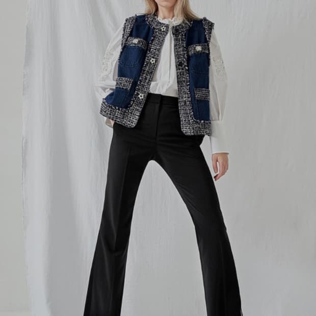 오즈세컨 트위드 데님 블록 베스트