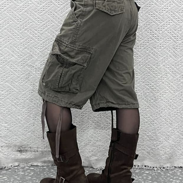 빈티지 캐주얼 스트릿 힙합 말차카키 카고 반바지 30인치 C11043