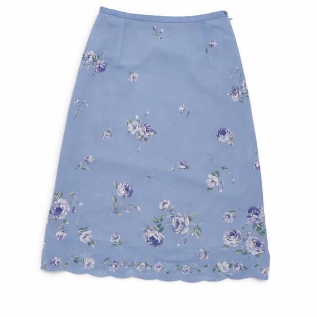 플라워 미디 스커트