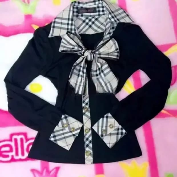 핑크믹스 버버리st 체크로걀니트탑 리즈리사 엑시즈팜 히메오네라떼갸루