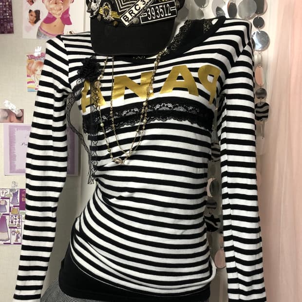 black lace stripe top