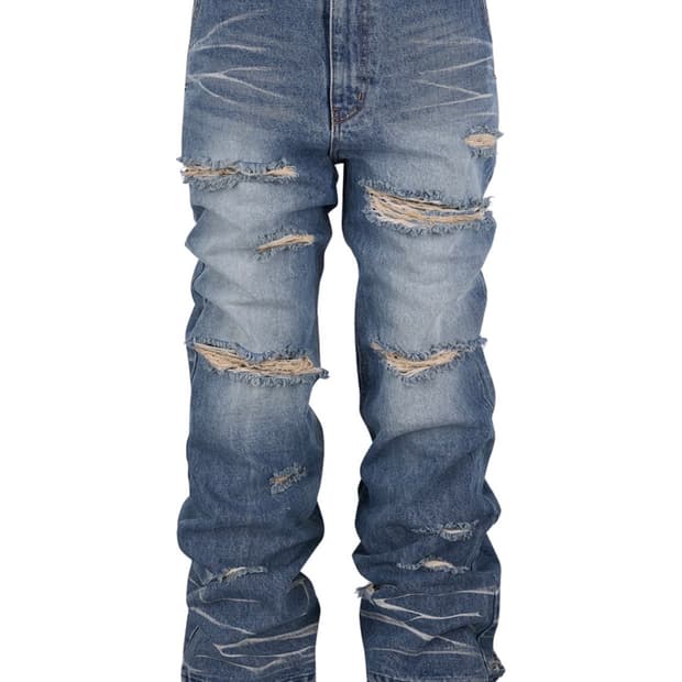 Cat Washing Flare Denim Pants_[Blue]