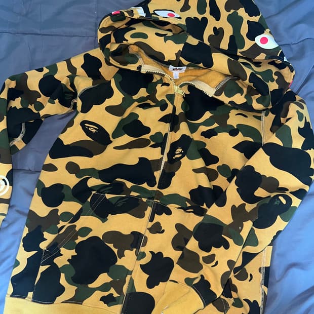 베이프키즈 카모샤크 후드집업 황계 160 초희귀 정품 100