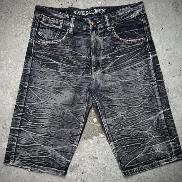 Crushed Wash Denim Shorts