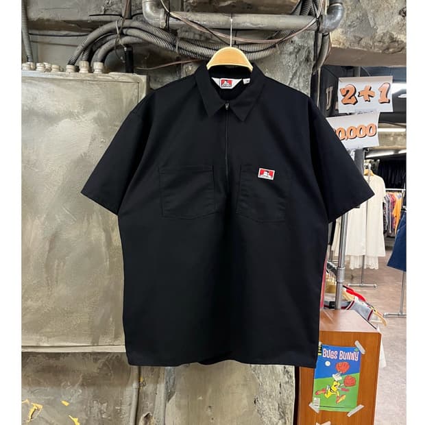 벤데이비스 반집업 반팔 셔츠 블랙 XL #csz3991