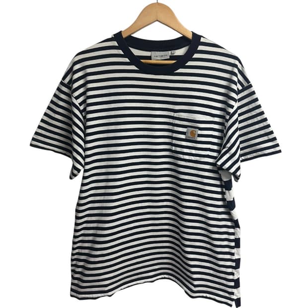 칼하트(Carhartt) 네이비 스트라이프 포켓 반팔티 L size