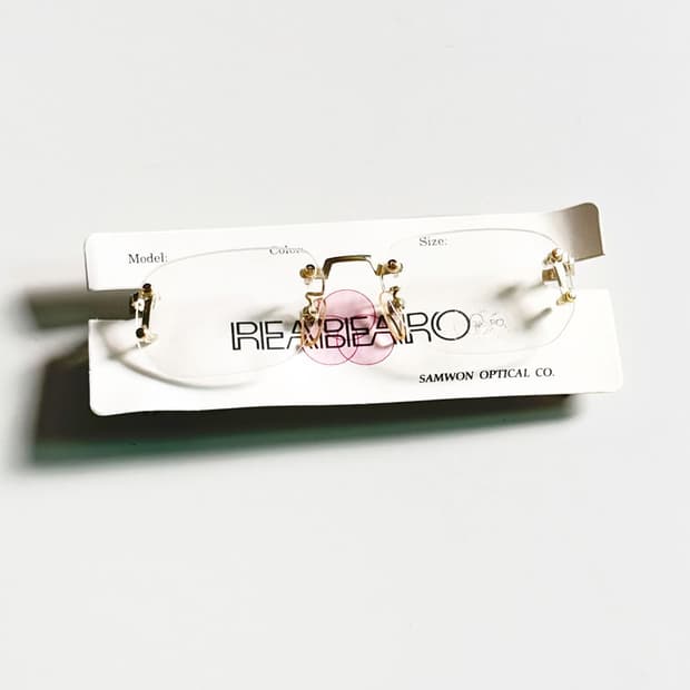 90s REABEARO 무테 스퀘어 골드 메탈 빈티지 안경