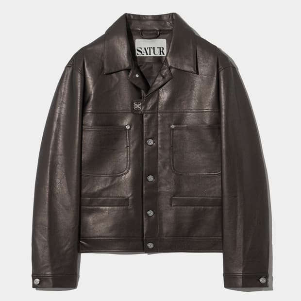세터 심볼 브로치 레더 자켓