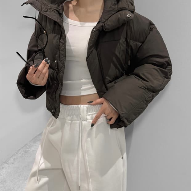 VIVNLUV 브라운 후드 패딩