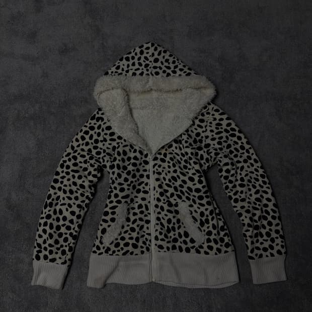 Vintage Gyaru Y2K Fur hood zip up