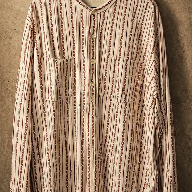 RRL 스트라이프 헨리넥 셔츠