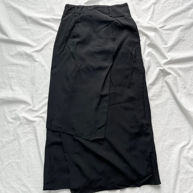 일본 빈티지 블랙 컷아웃 롱 스커트