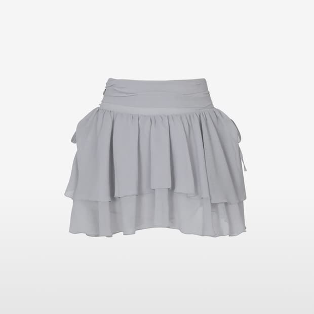 페인오어플레져 MAGNOLIA FRILL SKIRT grey
