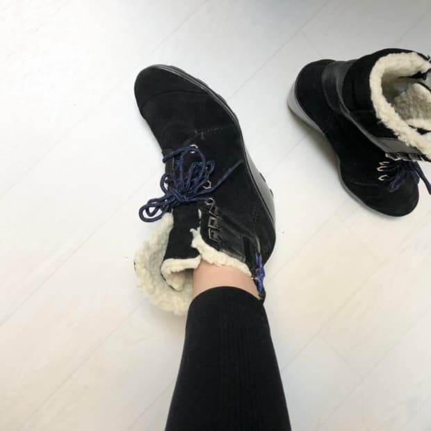 나인웨스트ㅡ천연가죽 웨지힐 부츠 230/양털/새수준