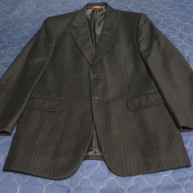 캠브리지 멤버스 캐시미어 울 클래식 스트라이프 블레이저 (100)