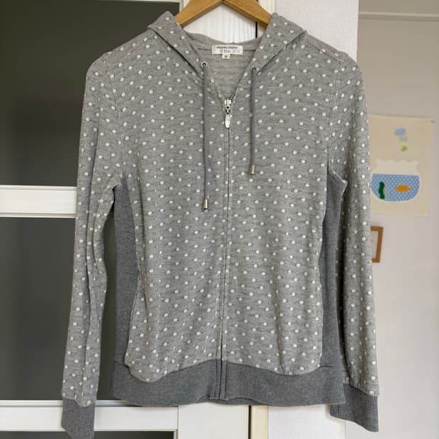 그레이 도트 후드집업