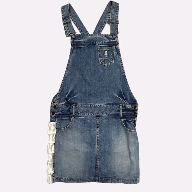 frill detail denim overall