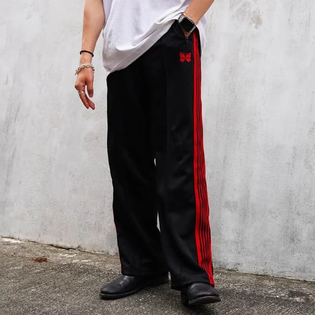 니들스 x LHP 트랙 팬츠 폴리 스무스 블랙 레드