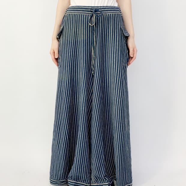 45rpm 인디고 스트라이프 팬츠