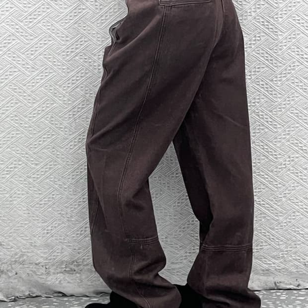 비슬로우 세미 와이드 커브드진 브라운 데님팬츠 34인치 C08395