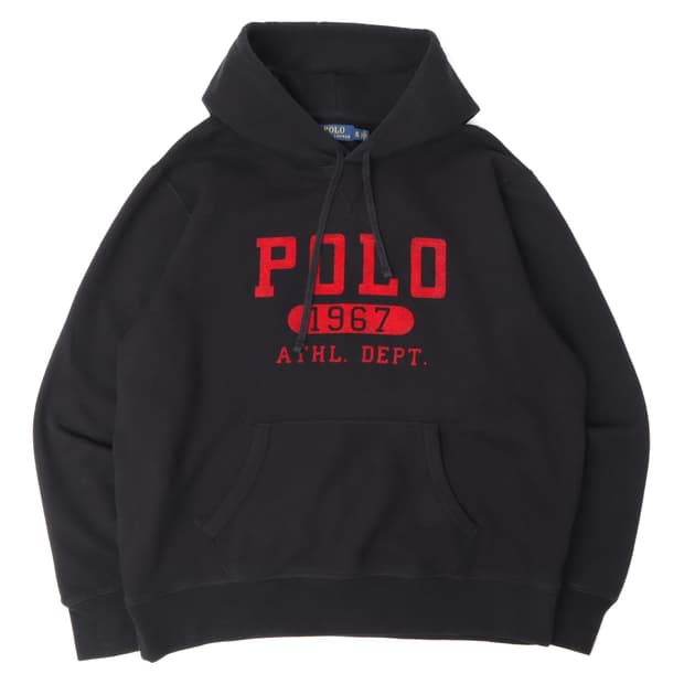폴로 랄프로렌 블랙 애슬레틱 로고 후드티