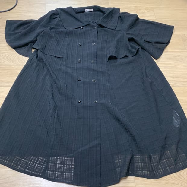 [M/엑시즈팜]axes femme 세일러카라 시스루 롱 더블 셔츠 원피스