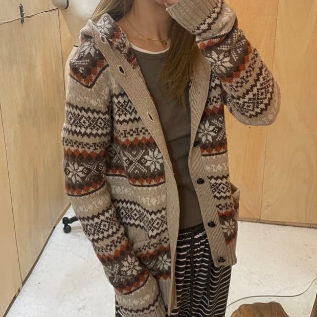 MICHEL KLEIN fair isle hooded cardigan