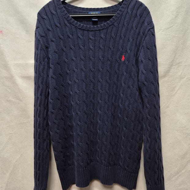 폴로 꽈배기니트 네이비