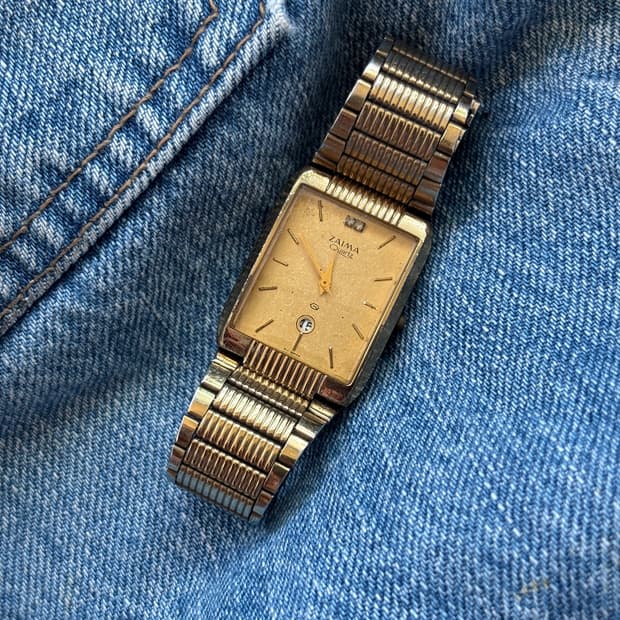 vintage zaima quartz metal watch