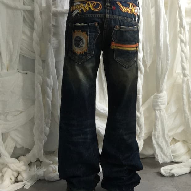 Red pepper denim pants