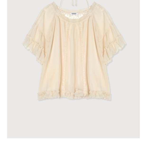 온무드 MORI CHIFFON LACE BLOUSE - CREAM 교환