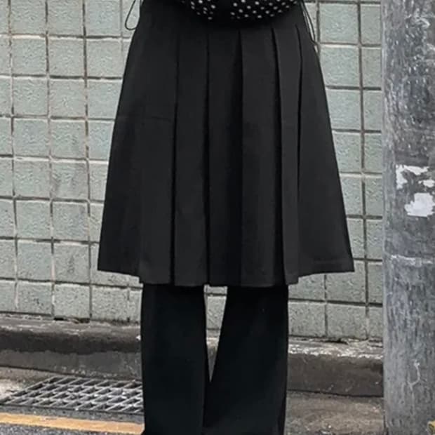 데이올라 루비 플리츠 미디 주름 스커트 도쿄 미소녀 모리 블랙 바이너리원