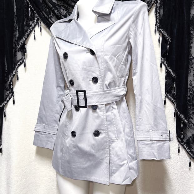 로맨틱갸루 로걀 오네 세실맥비깔 실버그레이 트렌치코트 자켓 펑크 데일리